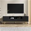 MSMOK Mobile TV moderno con bordo dorato e piedini dorati (nero e oro)