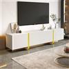 ZKLOEP Mobile TV 190 cm 3 ante, 2 cassetti, bianco con oro e venature del legno