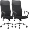 ZIK Set 2 Sedie da Ufficio Presidenziali, Sedia Ergonomica Girevole con Supporto Lombare, Poggiatesta e Braccioli - 62x56x108/118 Nero