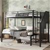 Rvjiahe Letto in ferro, letto a castello, adatto per bambini e ragazzi, cabina angolare con vano portaoggetti, ferro e MDF, nero+colore legno vintage, 90 x 200 cm e 120 x 200 cm