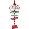 Generico Decorazione Ingresso INSEGNA Segnale Insegne Casa Babbo Natale indicazioni Polo Nord North Pole in Metallo Stand H. 90 cm Vintage Anni 50 Segnali Natalizi Americani Colore Verde e Rosso