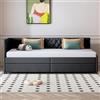 KEFSR Struttura per divano letto convertibile in velluto, 90/180 x 200 cm, struttura letto estraibile con braccioli, piattaforma imbottita con doghe in legno, materasso non incluso (grigio(3)