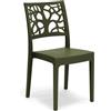 REDÒKASA Sedia in polipropilene TETI, MADE IN ITALY, impilabile, idrorepellente, resistenza raggi UV, design moderno albero della vita per sala da pranzo, cucina, bar, ristoranti, esterno (Verde oliva, 1)