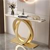 TUPAFJU Moderno tavolo da consolle decorativo in ferro con piano in pietra, tavolo stretto dietro il divano, per ingresso, corridoio, soggiorno(Gold,120CM-B)