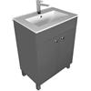 paplinskimoebel IGA, Lavabo con mobiletto sottolavello, rettangolare, in ceramica, set di mobili da bagno, grafite, 60 cm
