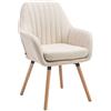 CLP Sedia Pranzo Rétro Florian Con Braccioli I Poltrona Deco Soggiorno Imbottita In Tessuto E Legno I Portata Max 160 KG Alt Seduta 49 CM, Colore:crema, Colore del telaio:natura