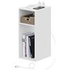 WOLTU Comodino con Prese e Porte USB, per Camera da Letto Stretto, Comodino Salvaspazio con 2 Scomparti Aperti, per Soggiorno, Cameretta, in Legno, 25x30x60cm, NTS06ws