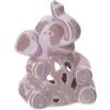 Hervit Porta tealight Elefante Rosa Perlato in Porcellana Traforata - 3 Colori 3 Forme con Scatola Regalo - Porta Candela Elefantino Bomboniera Nascita Battesimo Compleanno Bambina - 14cm