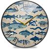 LDIYEU Pesci Vintage Art Orologio da Parete Silenzioso Decorazione Non Ticchettio Orologios per Cucina Camera da Letto Home Office Scuola Decor(9.5In 11.9In)