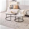 GrandCA HOME Set di 2 Tavolini Rotondi da Caffè, Tavolini Impilabili Moderni per il Soggiorno, Struttura in Metallo Nero, 50 cm e 70 cm, Realizzati in Marmo Pandora e Pietra Sinterizzata