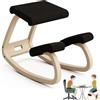Rjianpo Sedia ergonomica, al ginocchio, per una migliore tenuta, per la correzione delle correzioni, sgabello in legno, per l'ufficio di casa, nero