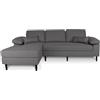 SAMIRA Divano angolare 3 posti con chaise longue sinistra mod. Washington (Tessuto, Grigio chiaro)