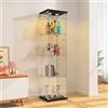 BPKADHY - Mobile vetrina in vetro a 4 ripiani, 164 x 42,5 x 36,5 cm, con illuminazione RGB a 7 colori e 1 porta, serratura, vetrine per oggetti da collezione, vetrina a colonna per soggiorno, nero