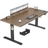 TRIUMPHKEY Scrivania Elettrica Regolabile in Altezza, 160 x 80 cm, 3 Funzioni Memoria, Porta USB, Con 2 ganci, Tavola Splice Standing desk, In Piedi Adatta Per Casa E Ufficio, Noce+Nero