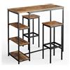 Vicco Tavolo bar alto Fyrk, Legno antico, 120 x 50 cm con ripiani e 2 sgabelli da bar, adatto per banconi e piani cucina, impilabile per la conservazione