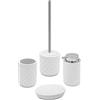 Inbagno Set Bagno Accessori Completo - 4 Pezzi, Kit Accessori appoggio Ceramica, Include Dispenser, portaspazzolini, portasapone e scopino WC, Linea Cristal
