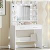 Hzuaneri 80cm Toeletta da Trucco, con specchio e luce LED, Moderno con Specchio, Postazione Make-up con Mensole Aperte e 2 Cassetti, per camera da letto, soggiorno, 40 x 80 x 149cm, Bianco DT08203X