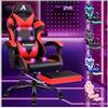 ALFORDSON Sedia Gaming Massaggiante, Sedia Professionale Gamer con Cuscino Lombare & Poggiatesta, Ergonomico Poltrona da Ufficio Schienale Regolabile 90-150°, Portata 180 kg, Similpelle(Rossa)