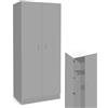MA MAISON Armadio Guardaroba 2 Ante - Ripiano Interiore, Mobile in Legno Truciolare, Classico, Camera da Letto, Appendiabiti, Capiente, Organizzatore Multiuso - 80 x 50 x 180 cm (Grigio)