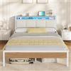 KIMENICH Letto 140x190 Letto con Illuminazione a LED Letto Imbottito 140x190 Base di Ricarica Telaio Letto con Rete a Doghe, Camera da Letto, Bianco