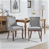FINTHOMING Set Sedie Sala da Pranzo 2, Sedie Cucina Set da 2, Sedie Imbottita Morbida in Tessuto Chenille Spesso con Gambe in Legno Massello, Decorazione con Borchie in Bronzo, Capacità di Carico 150 Kg