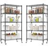 Himimi Scaffalatura con Ruote, 2 pezzi, Scaffale in Metallo su Ruote, Regolabile in Altezza, Scaffale da Terra con 5 Ripiani e Ganci, Scaffale a Rotelle per Cucina, Dispensa, Cantina, 35L x 76P x 158A