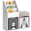 Vicco Libreria bambini Luigi, Bianco, 30.9 x 79 cm Mini, con 2 scatole pieghevoli opt.5, combinabile per riporre giocattoli e libri