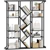 Hzuaneri Libreria, 3 Colonne e 6 Ripiani a Forma di Albero,17 Scomparti, Scaffale Indipendente Aperto, Adatto per Ufficio, Camera da Letto, Soggiorno,24 x 156 x 180cm, Nero, BC53204B