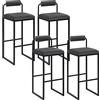 WOLTU 4x Sgabelli da Bar con Poggiapiedi, Sedie Alte con Schienale, Design Moderno, Sgabelli da Cucina Imbottiti in Velluto e Metallo, Grigio Scuro BH343dgr-4