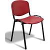 idealsedie Galizia Prime sedia fissa 4 gambe con telaio in acciaio Verniciato Nero, sedile e schienale in plastica resistente in vari colori (bordeaux)
