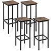 COSTWAY Set di 4 Sgabelli da Bar, Sgabello da Bar con Gambe in Metallo e Poggiapiedi, Sgabello senza Schienale per Cucina, Sala da Pranzo e Bar, 30 x 30 x 65 cm