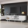 SACOOL Mobile per TV moderno, semplice, 200 x 40 x 50,5 cm, con 2 ante e 2 cassetti, supporto per TV con ampio spazio di archiviazione, adatto per 80 pollici (bianco)