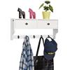 SoBuy Portachiavi da parete con 5 ganci 60x14x27cm per ingresso | Appendini da muro in MDF con 2 cassetti e 5 ganci, carico 5kg per ripiano, bianco FRG178-W