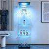 YNYHTER Vetrina in vetro a LED, 164 x 42,5 x 36,5 cm, con serratura a LED e porta 4 ripiani trasparenti per soggiorno bar (4 strati + luci, nero)
