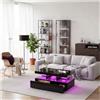 BLSYHDH Tavolino rettangolare da salotto con LED e 2 cassetti, moderno tavolo da soggiorno nero, tavolino da caffè per soggiorno (nero)