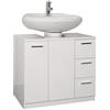 Liberoshopping Mobile bano copricolonna sottolavabo in Legno 70x46xH62 Bianco Lucido (1 Anta 3 cassetti)