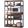 Meyvaser.com Ecommerce Company Scaffale da cucina, mobile ausiliario da cucina a livelli, 2 griglie metalliche e diversi ripiani, 80 x 30 x 142 cm, legno, marrone rustico