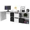 EGLEMTEK Scrivania Multiposizione Con Scompartimenti Murcia Scrittoio Mobile Per Computer Desk Da Ufficio Soggiorno Sala Da Pranzo 136 x 74 x 66 cm Colore Bianco Lucido E Grigio Cemento