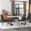 Soweiz Set da pranzo moderno, 117 x 68 cm, con 4 sedie, rettangolare, in velluto twill, gambe nere (velluto, grigio scuro)