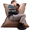 Avalon - Puff Poltrona Sacco Cuscino Grande Thin 220L Deluxe Sfoderabile, Pouf Sacco Sartoriale, Bean Bag in Tessuto Antistrappo/Impermeabile con Sacca Interna, Made in Italy (130x90cm-Marrone)