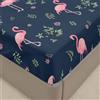 Odot Lenzuolo sotto con Angoli, Stile Cartone Animato Lenzuola sotto Elasticizzato Lenzuolo Coprimaterasso Elastico Lenzuola Singolo Matrimoniale (120x200+30cm,Fenicottero Rosa)