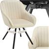 tectake® Poltrona Girevole con Braccioli, Poltrona Velluto, Sedia Imbottita Design Moderno, Ideale per Sala da Pranzo, Cucina, Soggiorno, Arredamento Casa - Crema