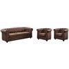 Vente-unique - Divano 3 posti+ 2 Poltrone Chesterfield - microfibra - marrone