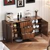 Huayz Credenza 150cm in rovere scuro venato, 3 cassetti, grande credenza, armadio da cucina, apertura unica, armadio decorativo Mid Century Modern per cucina, soggiorno, ingresso, corridoio