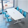 Weber Büro Easy - Tavolo da conferenza a forma di barca, 240 x 120 cm, bianco con elettrificazione, colore struttura: bianco