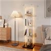 TIMORWTF Vetrina in vetro con striscia LED, armadio vetrina per collezione, mobile 1 ante a serratura e 4 ripiani, soggiorno bar, 163 x 40 x 35 cm, nero