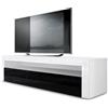 Vladon Mobiletto Valencia, Mobile TV con 1 vano a Giorno e 2 Ante a ribalta, Bianco Opaco/Nero Lucido/Bianco Lucido (155 x 46 x 40 cm)