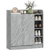HOMCOM Scarpiera Ingresso con 4 Ripiani Aperti, Scarpiera Armadio Multiuso con Armadietto a 2 Ante e Ripiani Regolabili, Porta Scarpe Salvaspazio per 12 Paia, 83x30x90 cm, Grigio Cemento