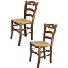t m c s Tommychairs - Set 2 sedie modello Savoie per cucina bar e sala da pranzo, robusta struttura in legno di faggio color noce chiaro e seduta in paglia