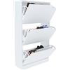 Arreditaly Scarpiera Portascarpe 3 Ante In Legno MDF Da Ingresso Salvaspazio A Ribalta Design Con Maniglie A Scomparsa Doppia Profondità Slim Soggiorno Casa Camera Ufficio 115 x 24 x 63 Cm (White)